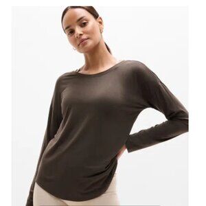 Athelta Move With Ease Top in brown - Tall women's extra front length